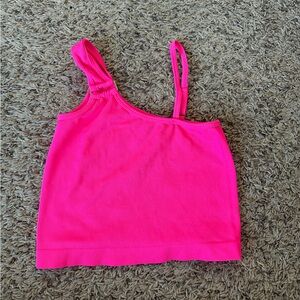 Hot Pink Ribbed Crop Top